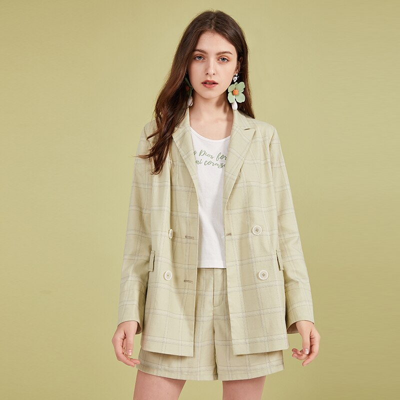 ARTKA 2020 Spring New Women Suits Retro Plaid Jacket Set Casual Blazers and Jackets Suit With Shorts 2 Piece Set Women WA20102C