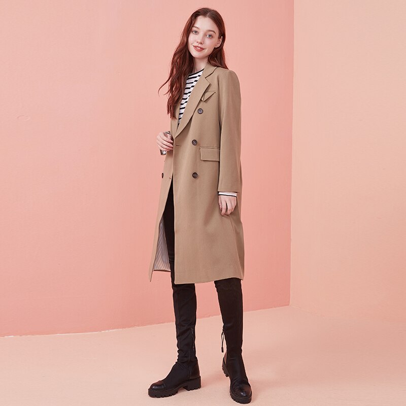 ARTKA 2020 Autumn New Women Blazers Coat Fashion OL Style Double breasted Long Suit Coat 2 Colors Loose Casual Outwear WA20302C