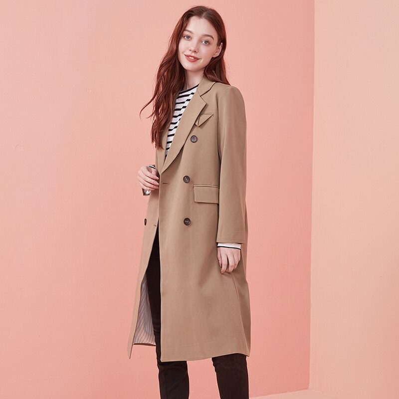 ARTKA 2020 Autumn New Women Blazers Coat Fashion OL Style Double breasted Long Suit Coat 2 Colors Loose Casual Outwear WA20302C