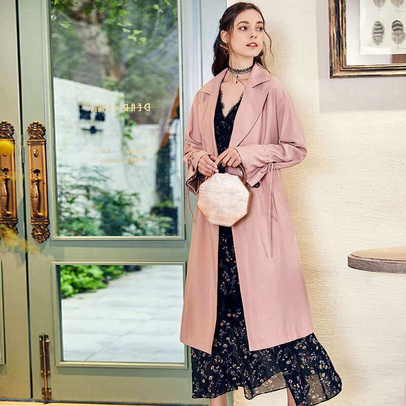 ARTKA 2019 Autumn New Women Coat Elegant Turn-down Collar Pink Windbreaker Casual Double Breasted Trench Coat With Belt FA15081Q
