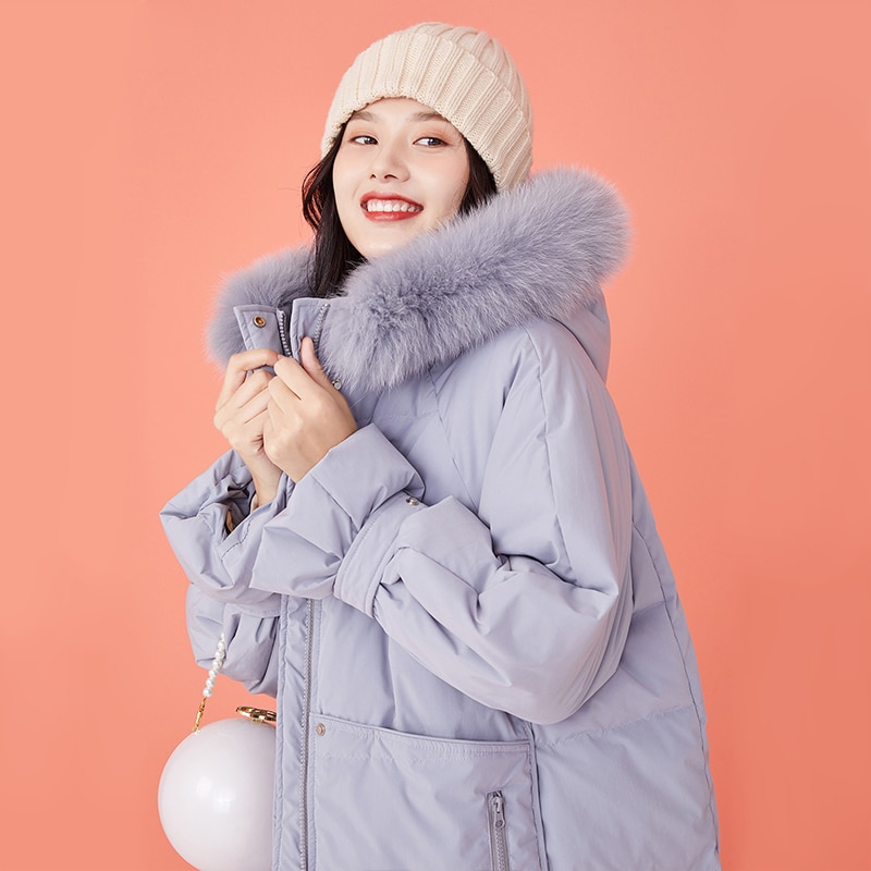 ARTKA 2020 Winter New Women Down Jacket Fashion Casual 4 Colors 90% White Duck Down Coat Big Fox Fur Collar Long Parka ZK22008D