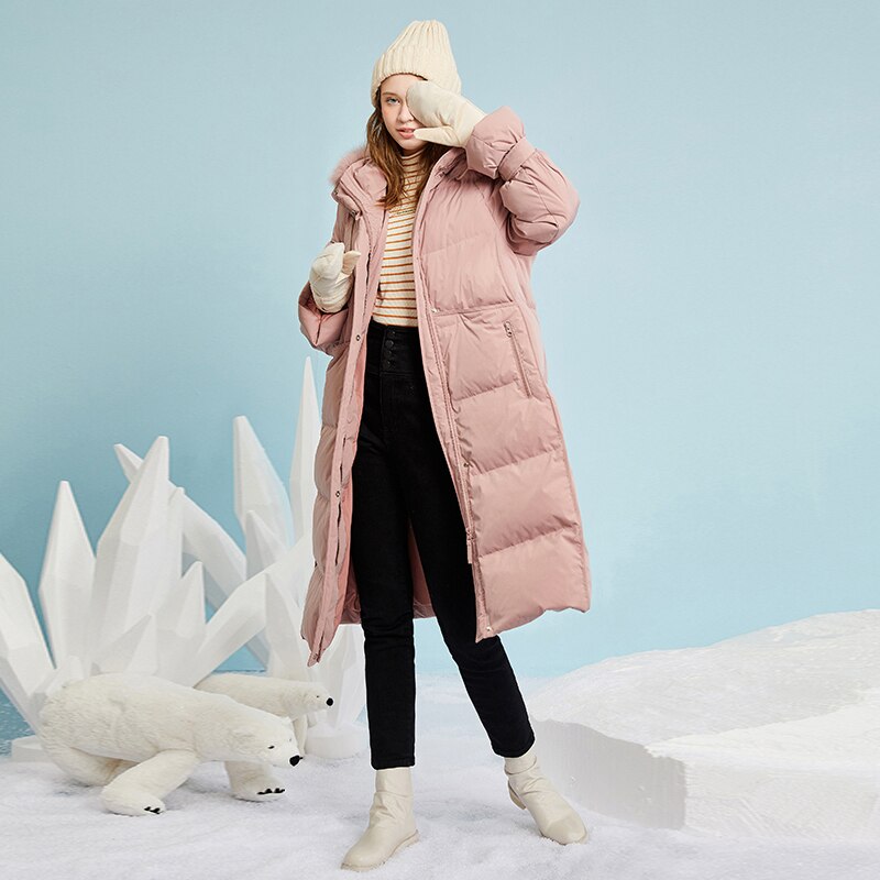 ARTKA 2020 Winter New Women Down Jacket Fashion Casual 4 Colors 90% White Duck Down Coat Big Fox Fur Collar Long Parka ZK22008D