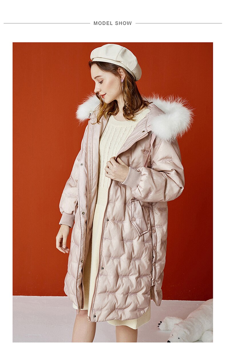 ARTKA 2020 Winter New Women Down Jacket Elegant Embroidery 90% White Duck Down Coat Raccoon Fur Hooded Long Outerwear YK25007D