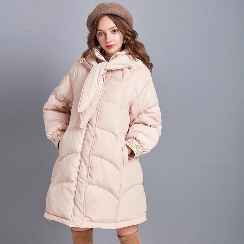 ARTKA 2019 Winter New Women Down Coat Detachable Hooded 90% White Duck Down Coats Loose Long Thicken Warm Outwear ZK10298D
