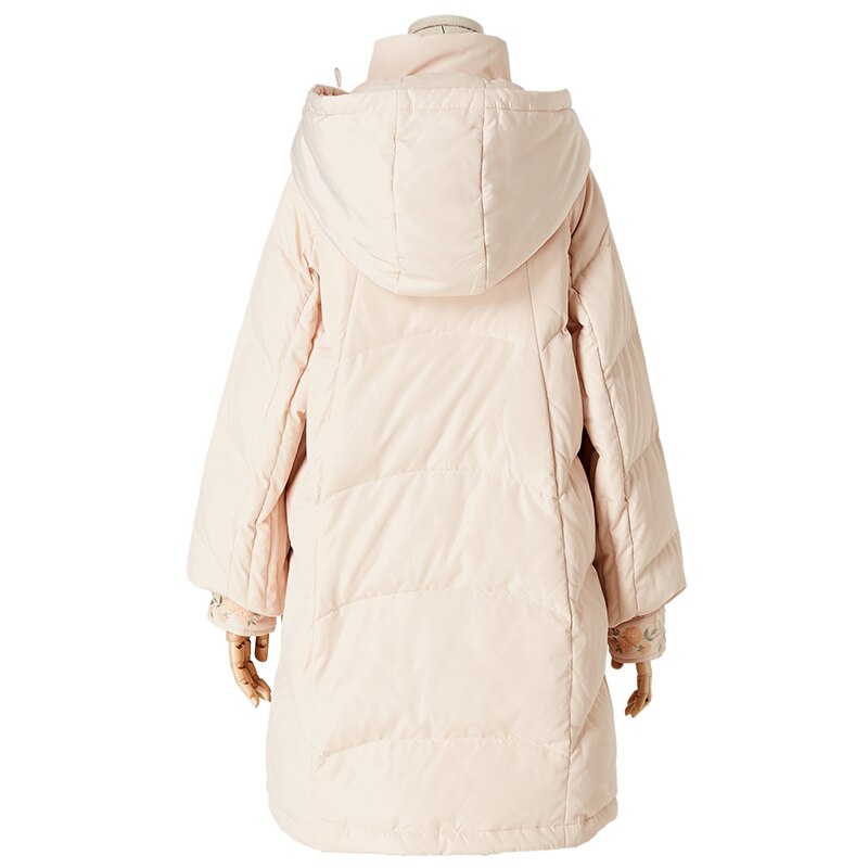 ARTKA 2019 Winter New Women Down Coat Detachable Hooded 90% White Duck Down Coats Loose Long Thicken Warm Outwear ZK10298D