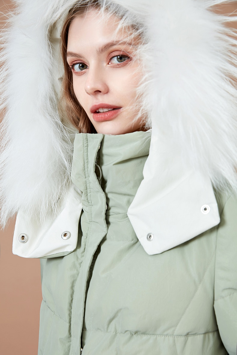 ARTKA 2018 New Women Long Thick Fur Collar Hooded 90% White Duck Down Winter Coat Warm Solid Outerwear YK10784D