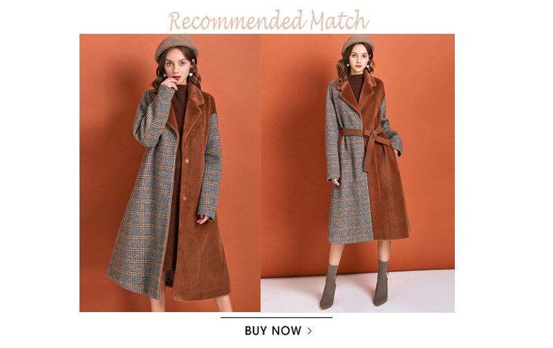 ARTKA 2019 Winter New Women Woolen Coat Vintage Plaid Woolen Fake Marten Hair Thicken Coat Warm Long Outwear With Belt FA10098D