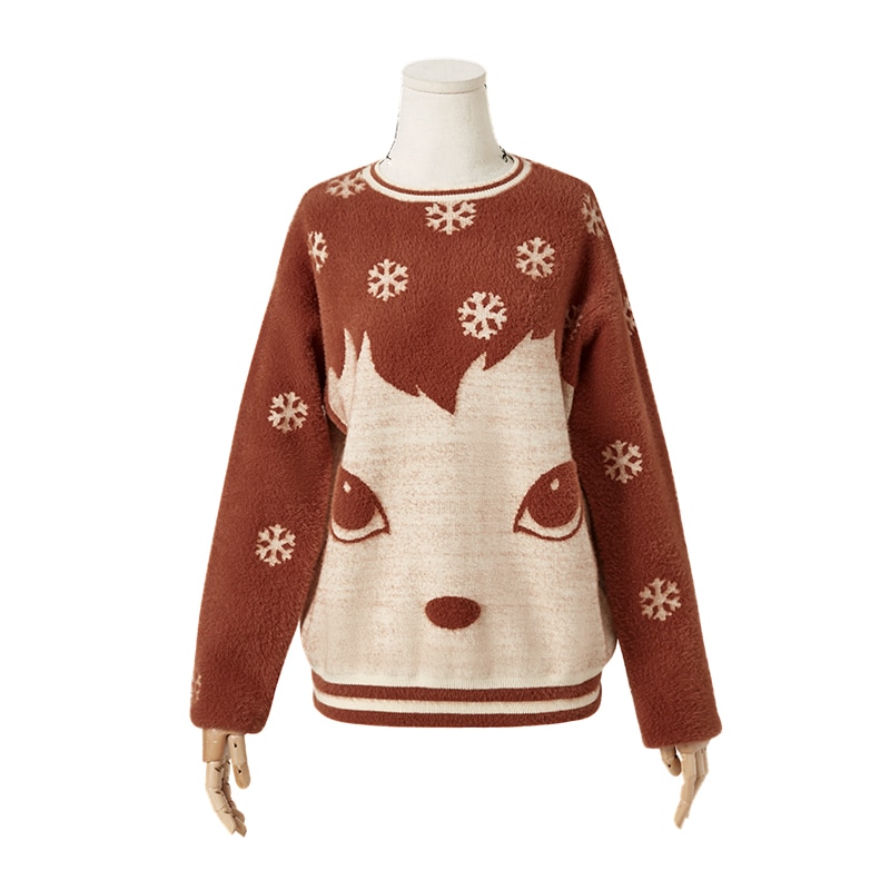 ARTKA 2020 Winter New Women Sweater Elegant Soft Knitted Christmas Sweaters Loose O-Neck Pullover Cartoon Deer Sweater YB11297D