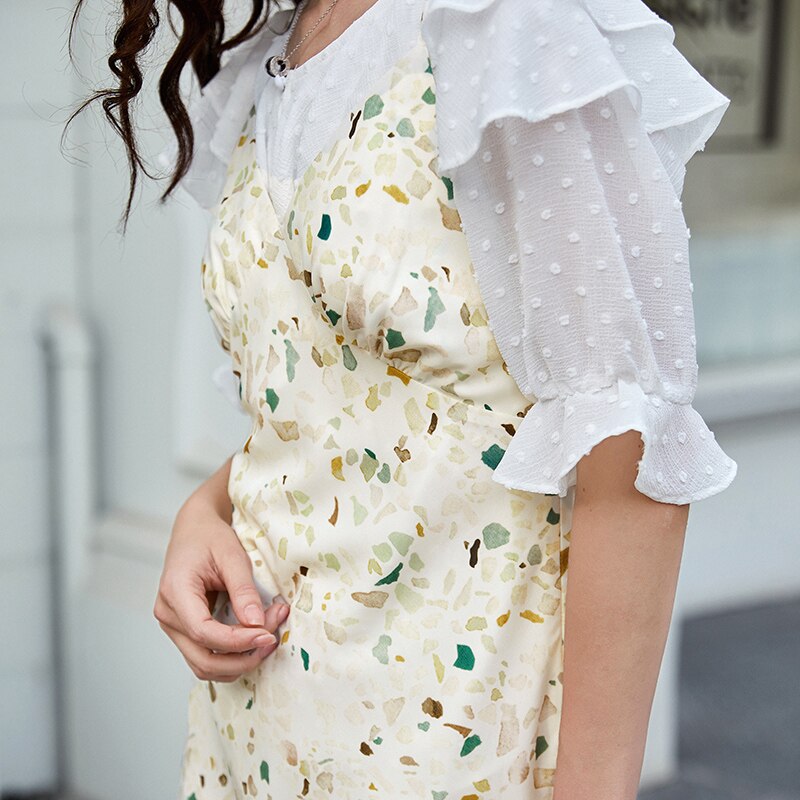 ARTKA 2019 Summer Women Dresses Romantic Print Dress Chiffon Spaghetti Strap Long Dress Sexy V-neck Chiffon Dress LA13593X