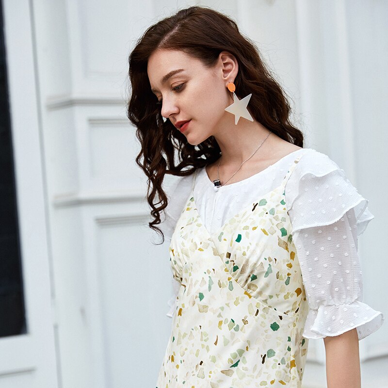ARTKA 2019 Summer Women Dresses Romantic Print Dress Chiffon Spaghetti Strap Long Dress Sexy V-neck Chiffon Dress LA13593X