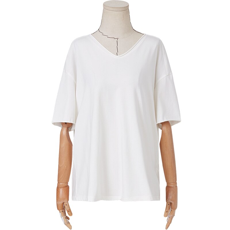 ARTKA 2020 Summer New Women T-shirt Pure Cotton Fashion Casual V-Neck T-shirt Loose Short Sleeve White T-shirts Women TA25002Q